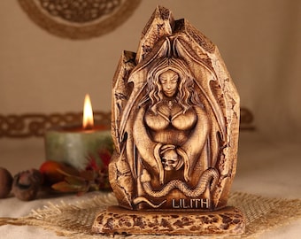 Lilithstaty: Sumeriskt wiccaaltare Inanna Ishtar Askträsnideri Mesopotamien Stjärna Asherahgudinna