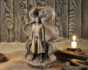 グウィン・アプ・ヌッド角神像：ウェールズ神話の木彫 - Etsy 日本