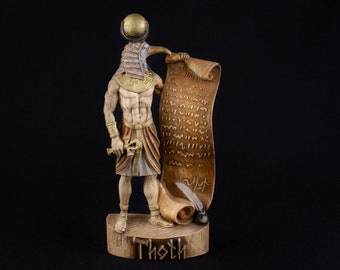 Thoth statue, Egyptian god Egyptian statue Djehuti God of wisdom Egyptian mythology Egyptian decor Wooden statue Wood carving Ancient egypt