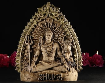 Wooden Shiva Statue: Hindu God Altar Decor