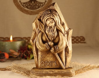 Odin, Odin statue, Viking, God odin, Wotan, Norse gods, Asatru, Heathen, Wood carving, Norse pagan decor, Wood sculpture art, Wood sculpture