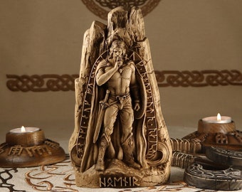 Hoenir Statue: Norse God Wood Carving, Viking Decor
