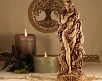 Norse pagan decor, Sif, Wooden statue Goddess statue altar Wood sculpture