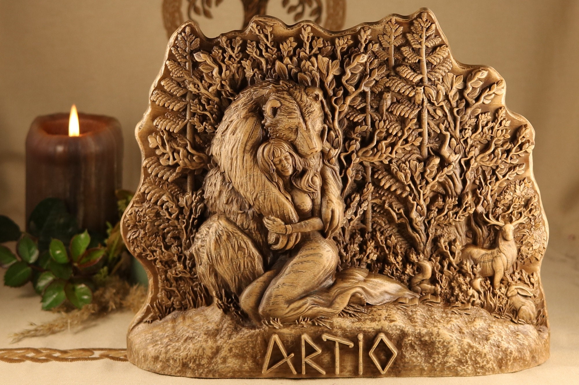 Artio Goddess statue altar Mama bear decor Black forest Etsy