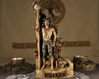 Papa legba Papa Legba statue Legba Voodoo skull Gothic Hoodoo Vodou Elegua Wooden statue Wood sculpture Wood carving Veve Haitian