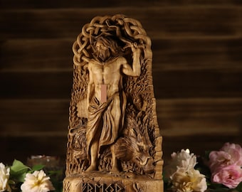Carved wood  Freyr figurine Freyr statue, Norse pagan decor
