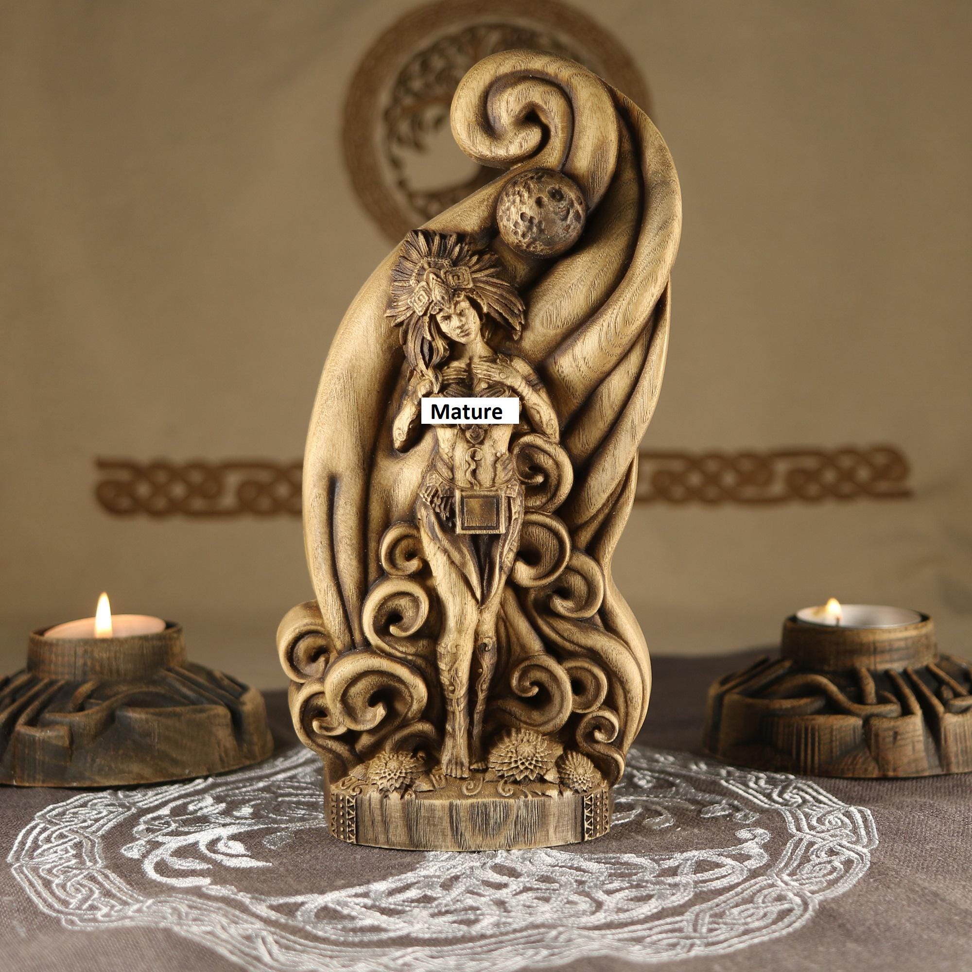 Xochiquetzal Statue: Handmade Ash Wood Aztec Fertility Goddess - Etsy