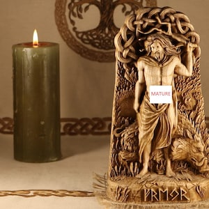 Carved wood  Freyr figurine Freyr statue, Norse pagan decor