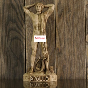 Estatua de Apolo: Dios griego tallado en madera, decoración de altar