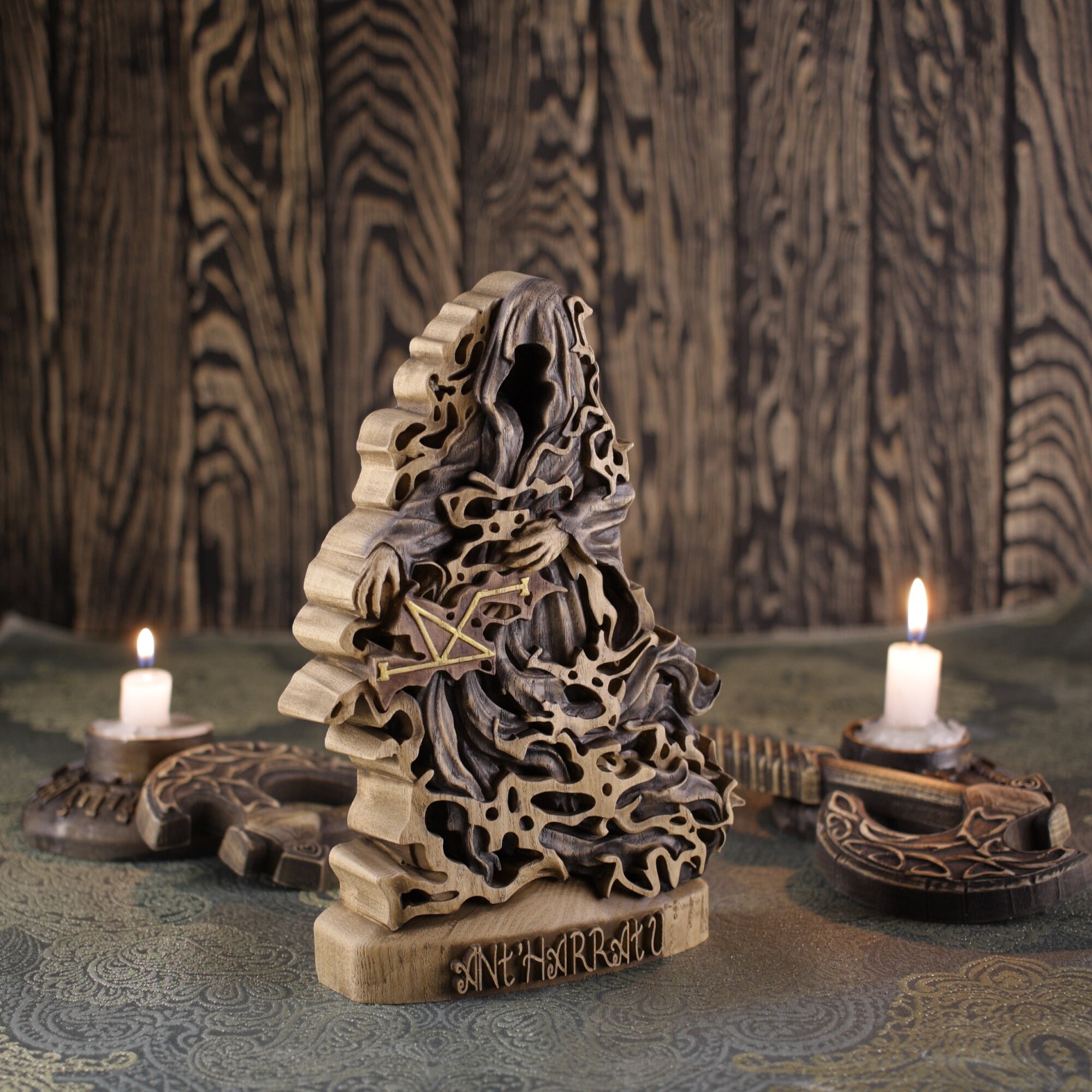Satanic Tree Satanic Wood Sculpture: Handmade Ash Tree Occult Decor - Etsy