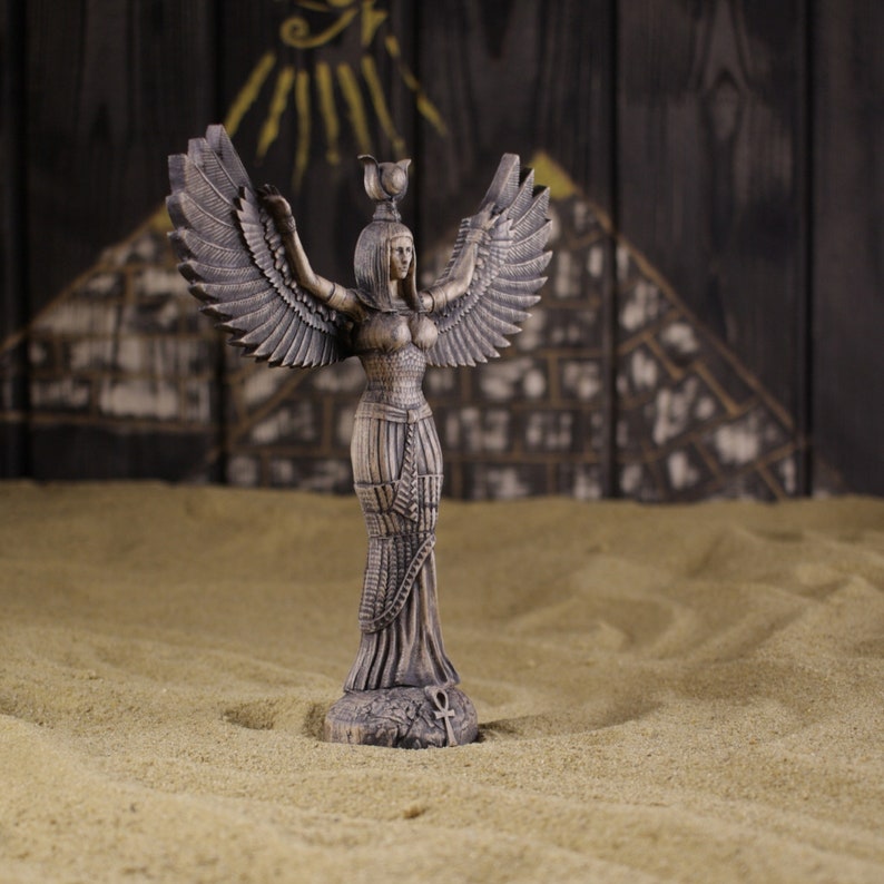 Isis Statue Wooden Egyptian Goddess Altar Decor Sculptures image 6