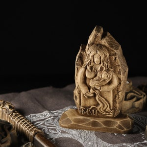Danu Goddess Statue: Celtic Fertility Wood Sculpture
