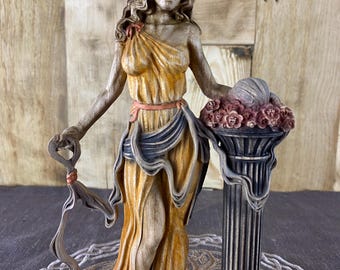Ariadne Statue | Greek Goddess of the Labyrinth | Greek Mythology Pagan Altar Decor | Natural Wood Sculpture