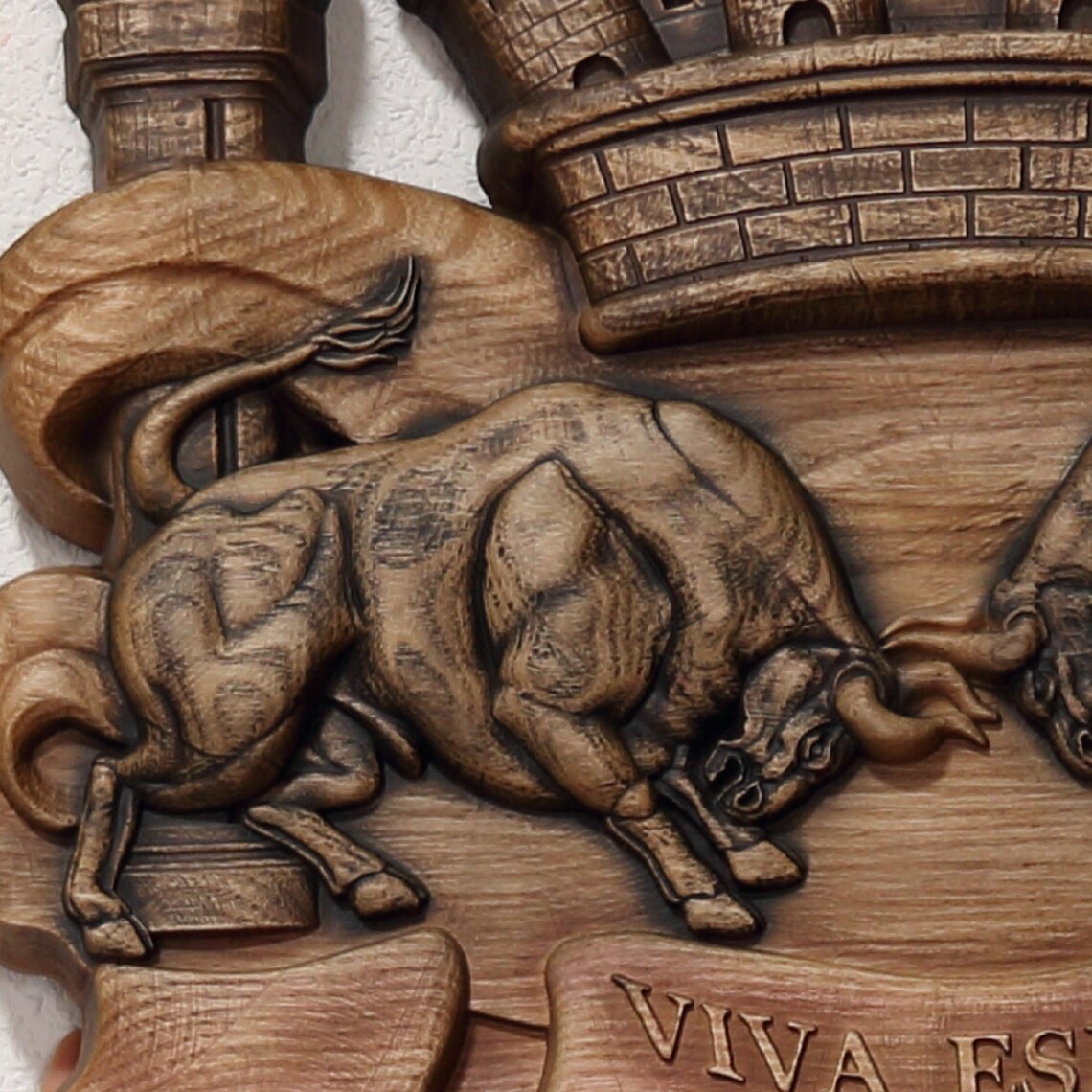 Bull Wood Carvings Wall Art Rustic Home Decor Wood Carving Etsy