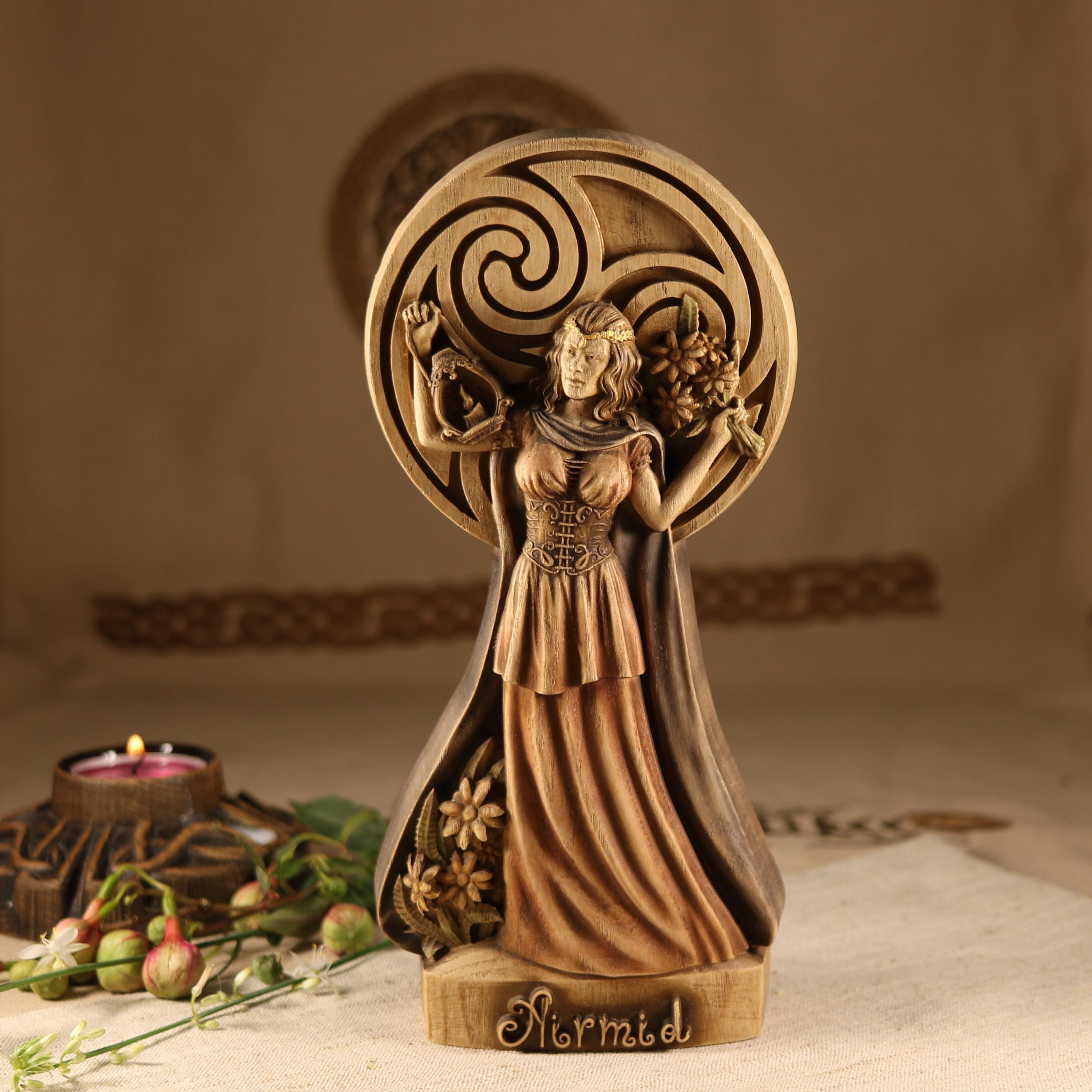 Airmid Goddess Statue: Celtic Irish Pagan Wood Sculpture - Etsy