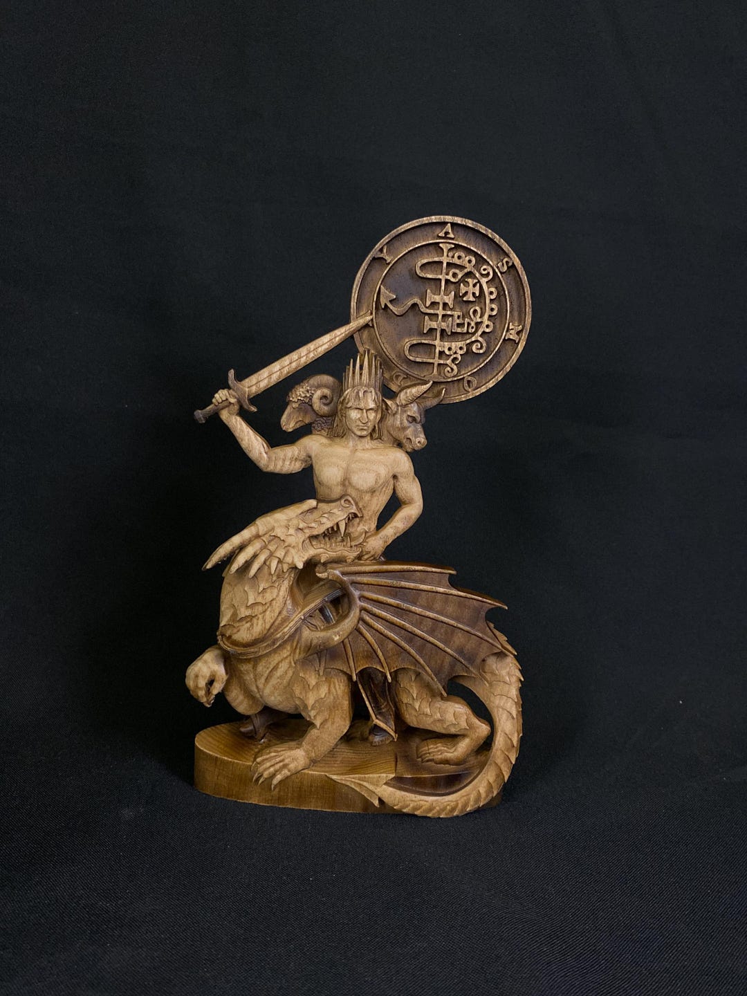 Asmoday Statue: Wood Carving, Occult Home Decor - Etsy