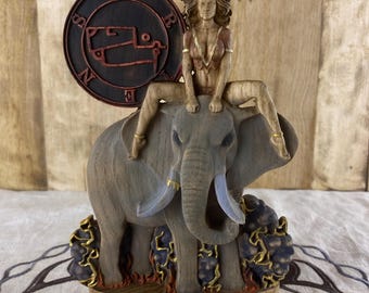 Wooden Statue of Oriens with Sigil — Occult Mystical Home Decor