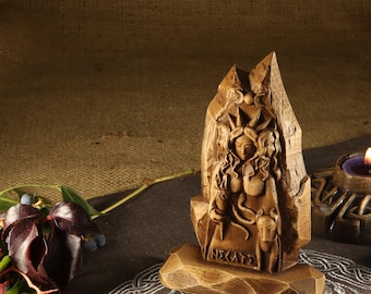 Hecate statue, Hekate, Greek sculpture, Triple goddess statue, Wiccan altar kit