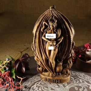 Lilith statue Lilith goddess Ishtar, Inanna statue, lilith sigil Astaroth, Goddess statue Wooden statue Sumerian inanna Witch decor lucifer