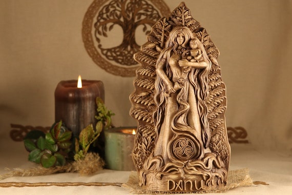 Danu Goddess Ash Tree Sculpture: Celtic Mother Earth Statue