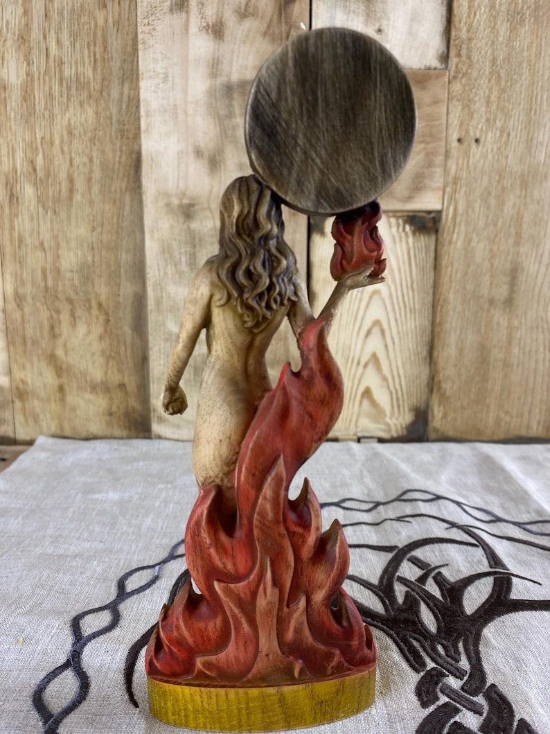 Wooden Flauros Statue With Sigil – Goetia Demon Altar Decor – Ars ...