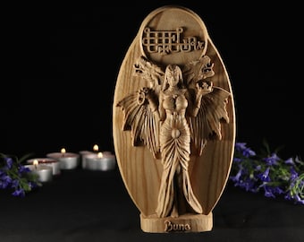 Bune Wooden Statue, Occult Demon Sculpture Satan Decor Belial LuciferAzazel Wood carving