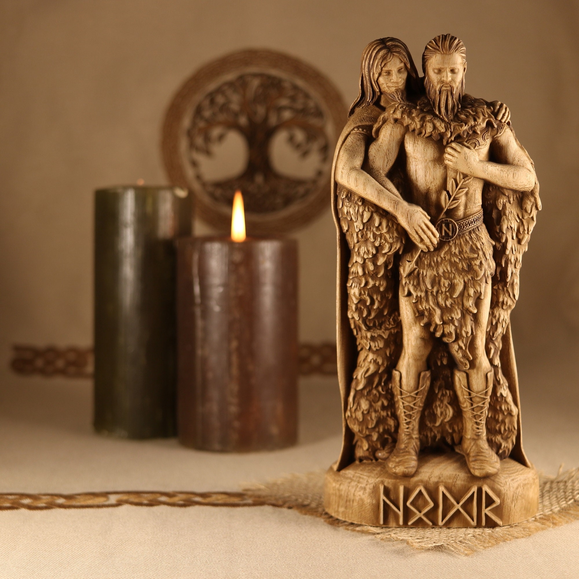 Wooden statue Hodr Norse pagan altar Wood sculpture Höðr for Etsy