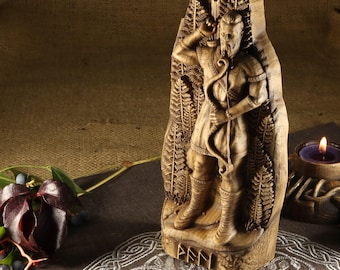 Vali god, Wooden statue Viking figurine  for  Scandinavian decor