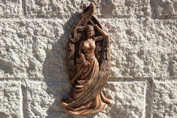 Freya Statue: Norse Pagan Goddess Wood Carving Wall Art