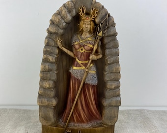 Gullveig Wooden Statue | Norse Goddess of Gold & Seiðr | Viking Mythology Decor | Sacred Pagan Sculpture