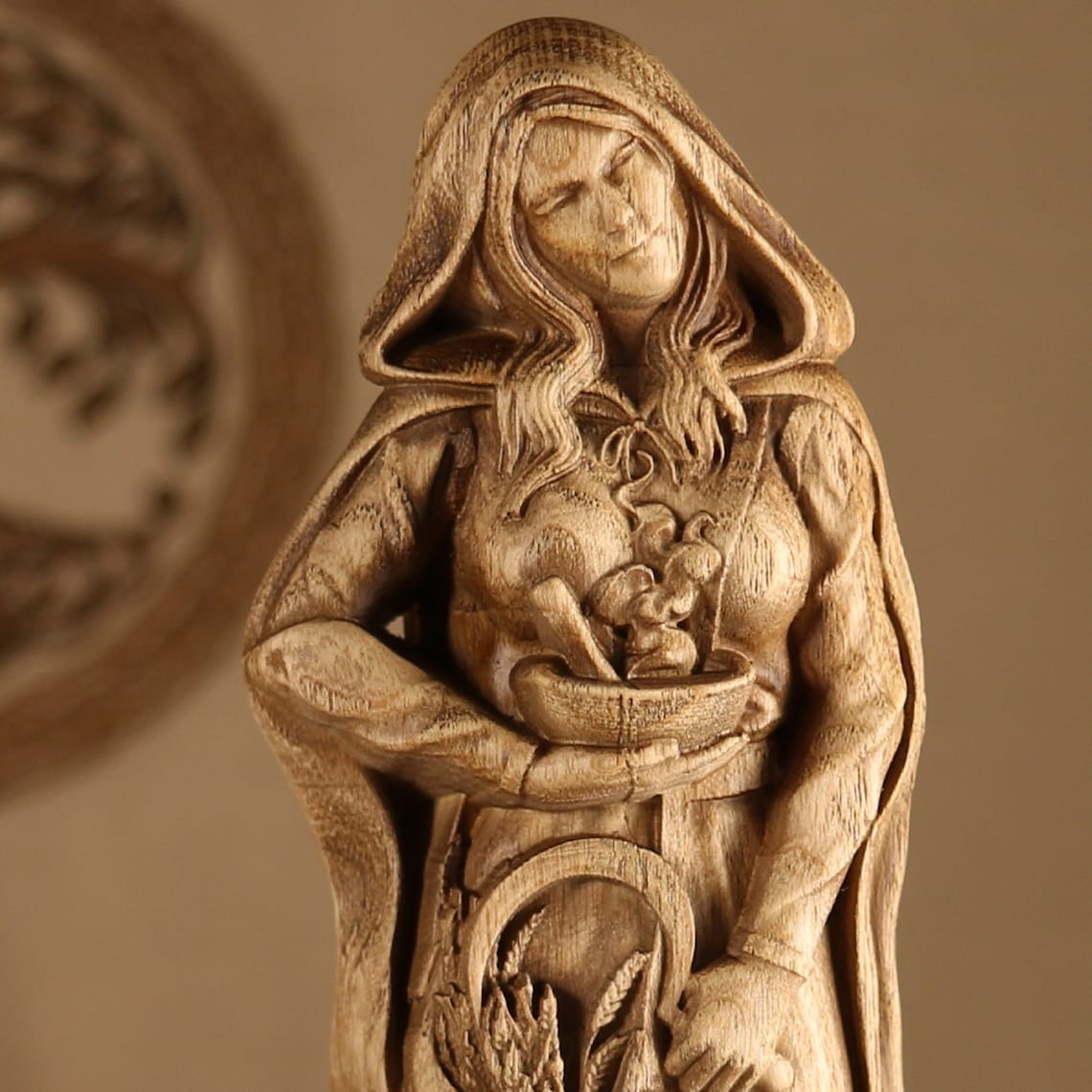 Goddess statue Eir norse pagan altar Wood sculpture Etsy