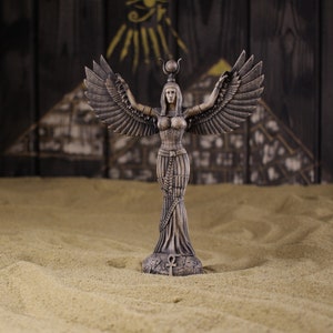 Isis Statue Wooden Egyptian Goddess Altar Decor Sculptures black brown