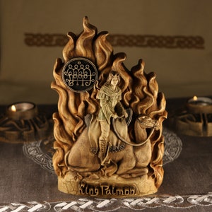 Paimon, King Paimon, Goetia,  Lucifer altar, Satan statue, Satanic Demon Occult Wooden statue Wood carving Satanism Wood sculpture