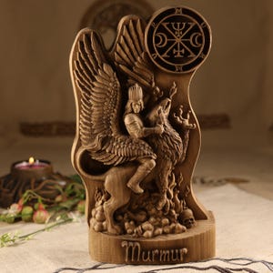 Marquis Murmur Demon statue Wooden statue Satan statue Occult Magical World Wood sculpture Devil statue Lucifer altar Baphomet statue Goetia