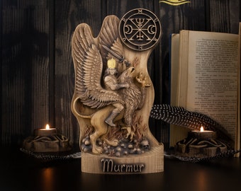 Marquis Murmur Demon statue Wooden statue Satan statue Occult Magical World Wood sculpture Devil statue Lucifer altar Baphomet statue Goetia