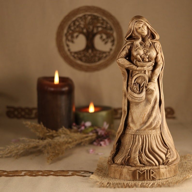 Goddess Statue Eir Norse Pagan Altar Wood Sculpture Etsy UK
