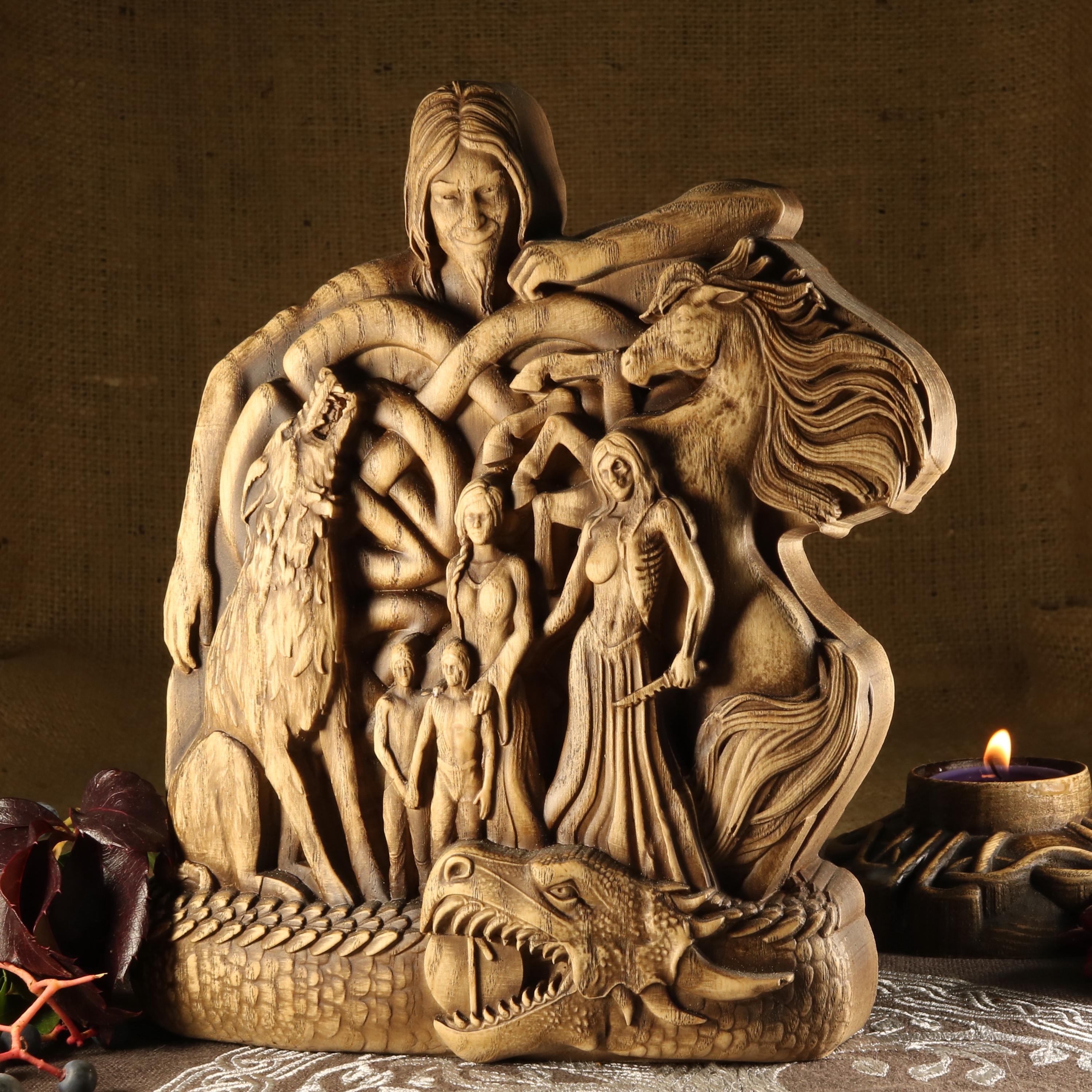 Loki-standbeeld, Noorse goden Fenrir Sigyn Jormungandr Hel, Sleipnir,  Vikingstandbeeld Noorse mythologie Heidendom Houten standbeeld Houtsnijwerk  Noors heidens - Etsy België, image size:3000x3000