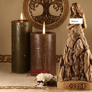 Wicca altar decor mythology art, Norse pagan decor, Wood sculpture Jörð, Mother goddess statue