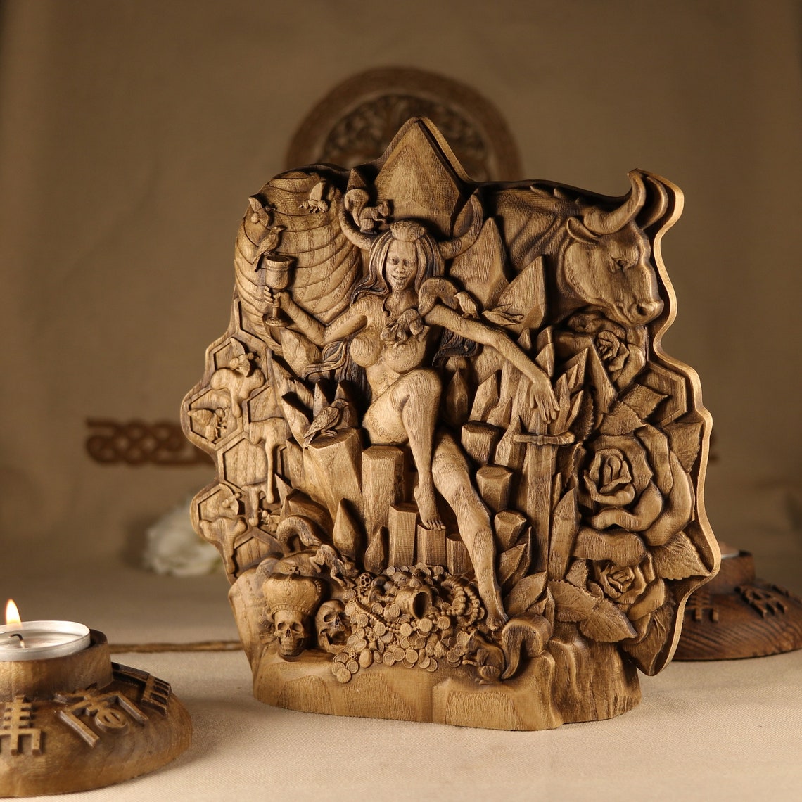 Celtic Goddess Medb Wooden Goddess Statue Fertility War Etsy UK