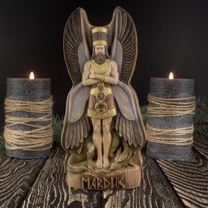 Marduk, Marduk god, Wood sculpture, Babylonian, Sumerian gods, Mesopotamia Wood carving Inanna Sumerian statue