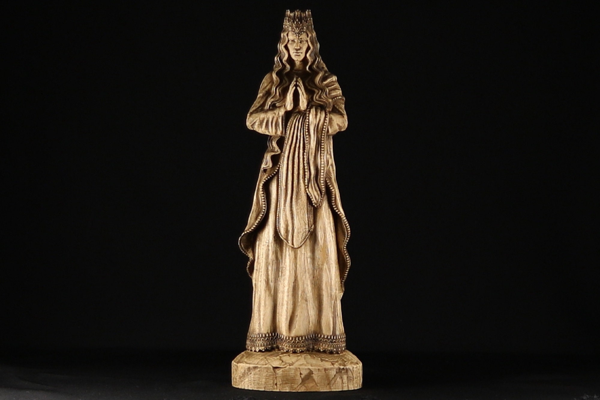 Handmade Sara La Kali Statue: Ash Wood Romani Goddess Altar Decor