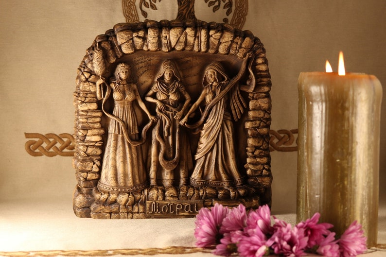 Moirai Triple Goddess Statue Three Fates Greek Mythology Etsy