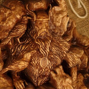 Odin Statue: Norse God Carving, Viking Decor Alta Sculptur Mythology Wood carving Heathen Wotan image 4