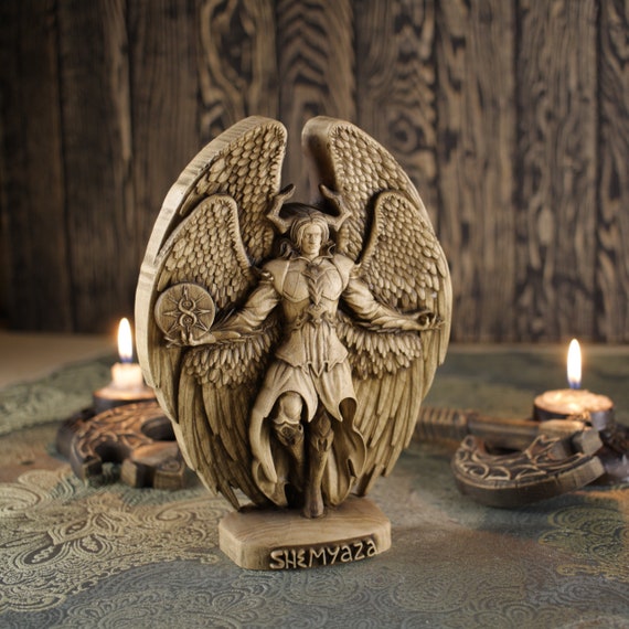 シェミヤザ堕天使像：手作りのトネリコ材彫刻 - Etsy 日本