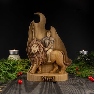 Wooden Necol Statue: 11th Century Style Occult Decor