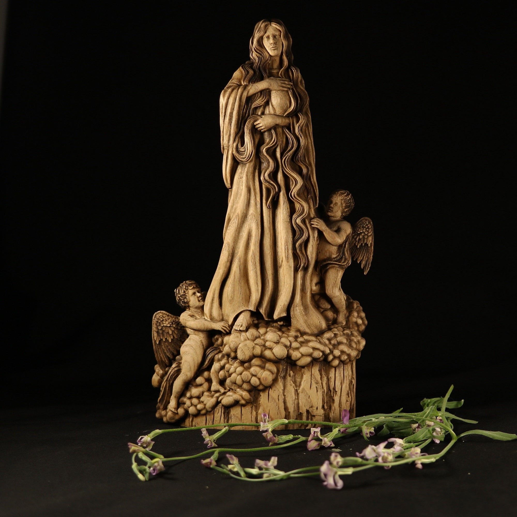 Mary Magdalene Statue: Carved Ash Wood Religious Sculpture - Etsy
