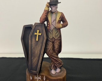 Baron Samedi Wooden Figurine: Voodoo Loa Statue, Gothic Occult Decor
