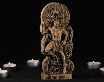 Tezcatlipoca Statue: Aztec God Wood Carving