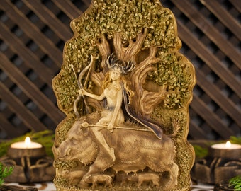 Celtic goddess, Arduinna Goddess statue Pagan statue , Forest goddess Pagan altar Wooden statue Сeltic mythology Wood carving Ancient celtic