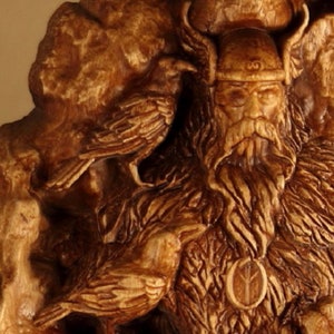Odin Statue: Norse God Carving, Viking Decor Alta Sculptur Mythology Wood carving Heathen Wotan image 7